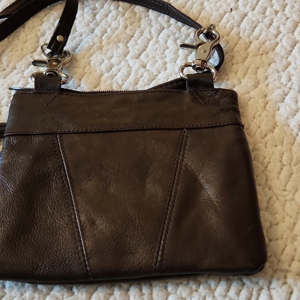 Mod Lily Chocolate Brown Faux Leather Multicompartment Crossbody Bag Resortwear
